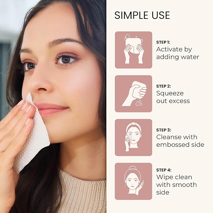 MORA Skincare Water-Activated Dry Cleansing Pads - Alcohol-Free Botanical Makeup Remover - Hand, Body, Face Pads for Women and Men - Portable - Safe for Sensitive Skin - 30 Count