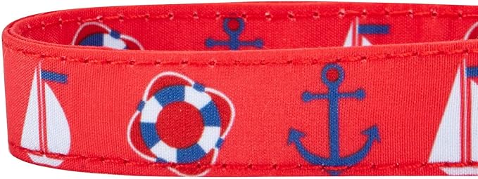 Blueberry Pet 4 Patterns Cardinal Red Nautical Sailboat Designer Adjustable Tie Dog Collar, Small, Neck 12"-16"
