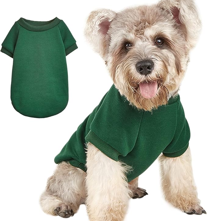 Soft Puppy Sweater for Small Dogs Winter Knit Pullover, Green XS | Elastic Cuffs Pet Clothes, Holiday Party Matching, Fall Winter Daily Outfit, Soft Breathable Machine Washable Sweatshirt