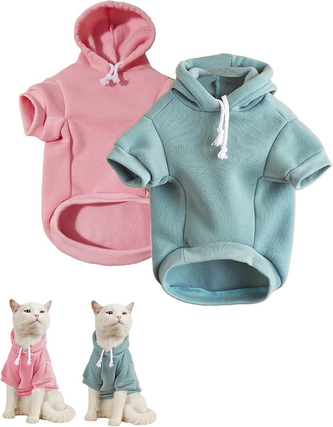 Basic Dog Hoodie Sweatshirt Puppy Sweater Warm Cat Costumes Pet Clothes for Chihuahua Puppy Kitten Small Medium Dogs Pink and Green Small