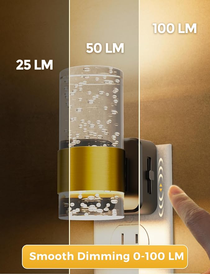L LOHAS LED Night Lights Plug into wall, Soft Warm Night Light | Adjustable Brightness, Plug in Night Light, Auto Light Sensor, Wall Sconce-Style Design Nitelight, Bathroom, Hallway, 1 Pack