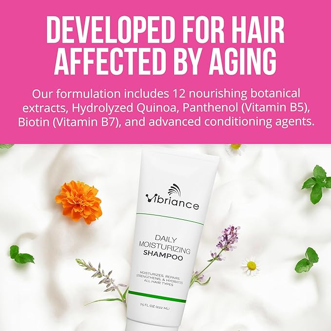 Vibriance Daily Moisturizing Shampoo - Strengthening Biotin for Aging Hair for Women and Men - Thinning Hair, Dry Scalp