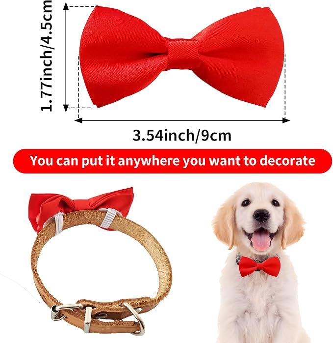 PET SHOW 12 Pack Plain Dog Bowties for Small Dogs Slide on Collar