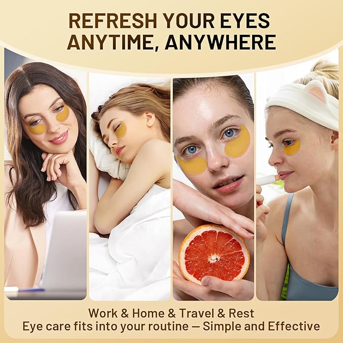 Under Eye Patches Masks - for Dark Circles, Puffy Eyes, Fine Lines, Wrinkles, Eye Bags Treatment with Collagen and Hyaluronic Acid,Firming & Cooling, Moisturizing and Hydrating (60 Pcs) GOLD4