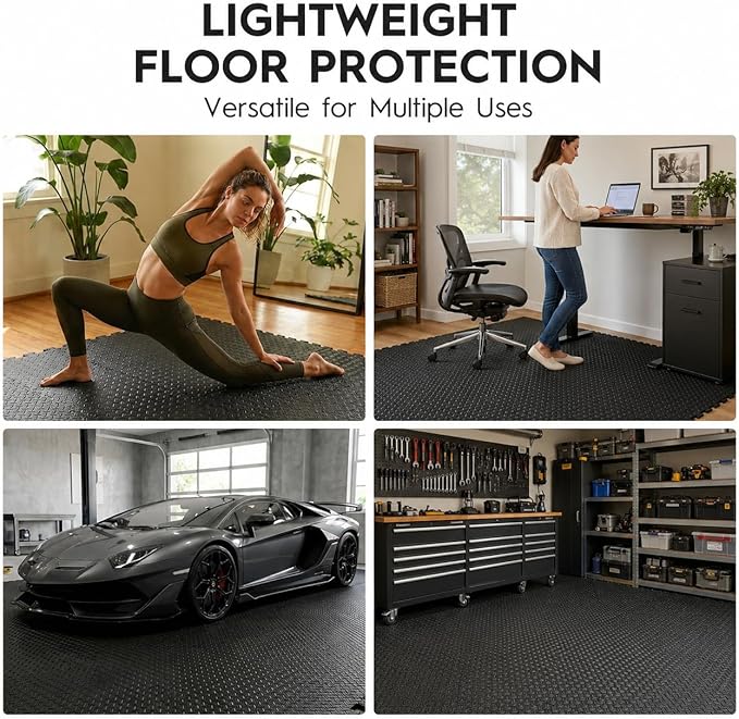 18pcs Puzzle Exercise Mat, 12.6"x12.6"x0.4", 18sqft EVA Interlocking Foam Floor Tiles, Protective, Water-Resistant Flooring for Home Gym & Workout Equipment