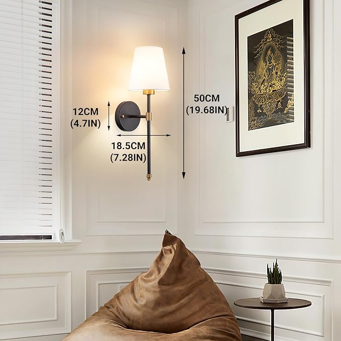 Peel and Stick Wall Sconces, Stick On Wall Sconce Set of 2, Battery Operated Wireless Adhesive Wall Lights, Corn Bulb with 10000mAh Battery, Easy Install for Bedroom Living Room Wall Decor