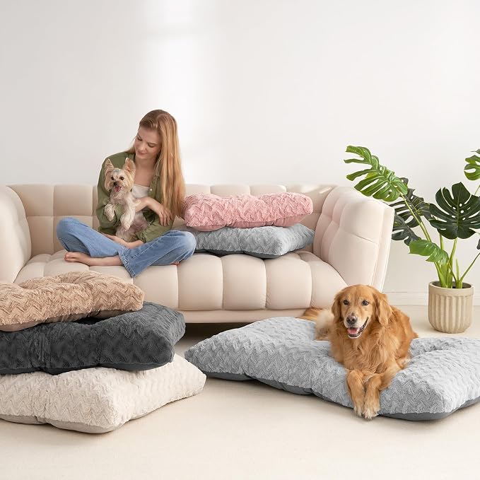 EHEYCIGA XXL Dog Bed 47x29 Inch, Extra Large Pet Beds for Dogs, Grey | Washable, Plush and Comfy Kennel Pad, Soft Dog Crate Mat, Deluxe Sleeping Mat for Dogs Up to 100 lbs