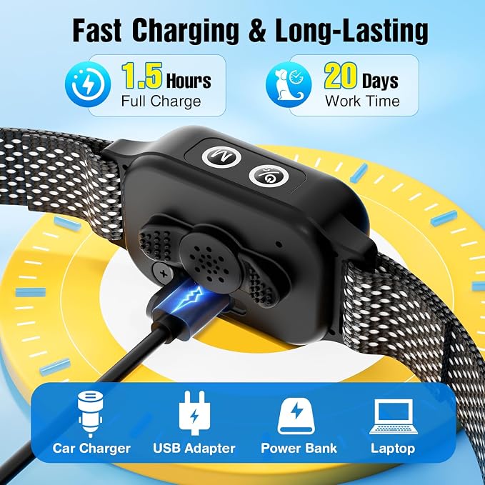 2 Pack Bark Collar, Smart Dog Bark Collar for Large Medium Small Dogs, Rechargeable Ultra-Light Training Collar with Beep Vibration, Anti Barking Device with 5-Level Sensitivity (Black)