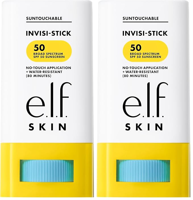 e.l.f. SKIN Suntouchable Invisi-Stick SPF 50, Clear Sunscreen For A Natural Finish, Made With Moisturizing Sunflower Seed Oil, Vegan & Cruelty-Free, (Pack of 2)