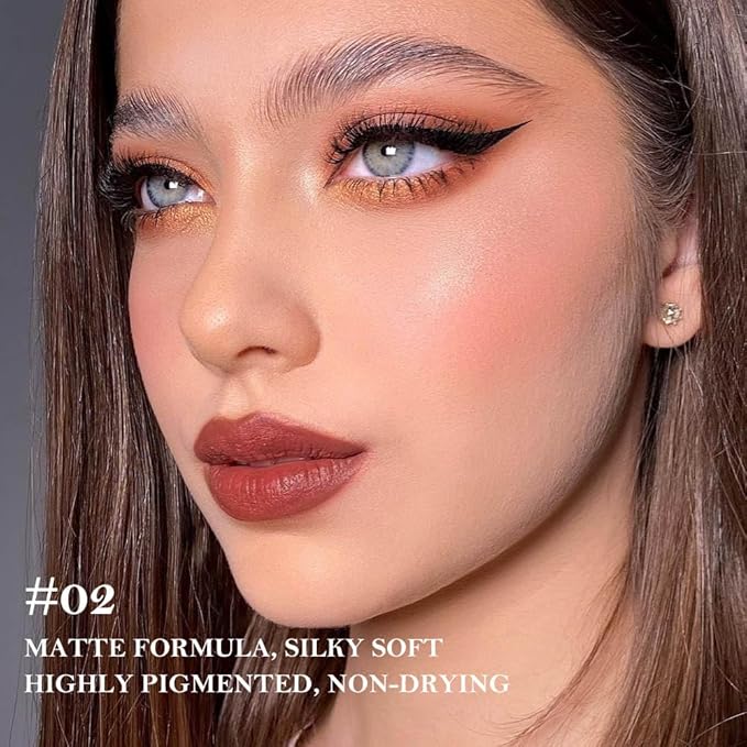 Smokey Topaz Gradient Matte Lipstick Crayon Lip Liner pencil for Women, Flawless Contour Gradual Ombre Effect lip Pencil, Long Lasting Waterproof Smudge Proof Lipstick Pencil 02#