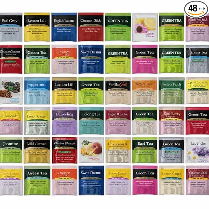 Generic Perfect Tea 48 Variety Pack Sampler Assorted Tea Bags | Black, Green, Decaf & Herbal Teas | Tea Gift Set, Office Breakroom