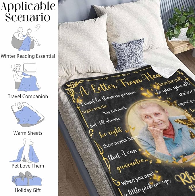 Custom Memorial Blanket with Photo - Sympathy Gift for Loss of Loved One