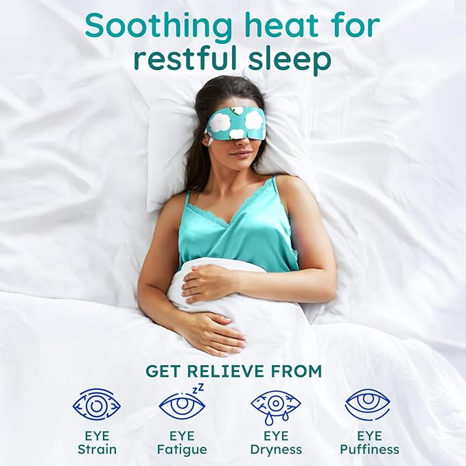 16 Pack Unscented Steam Eye Mask for Dryness, Puffiness, Strain & Relaxation, Heated Eye Mask for Sleep & Travel, Self-Heating & Disposable Warm Compress, Travel Essentials, Relaxation Gifts for Women