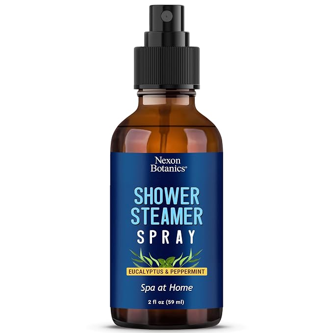 Eucalyptus & Peppermint Shower Steamer Spray 2 fl oz - Aromatherapy Mist for Spa with Pure, Natural Essential Oils - Refreshing Aroma for Clear Breathing & Mood Enhancement - Nexon Botanics