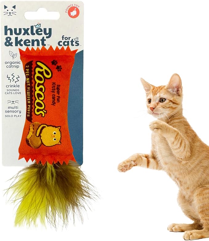 Huxley & Kent Plush Crinkle Catnip Cat Toy, Roscos Fluffer Puffs