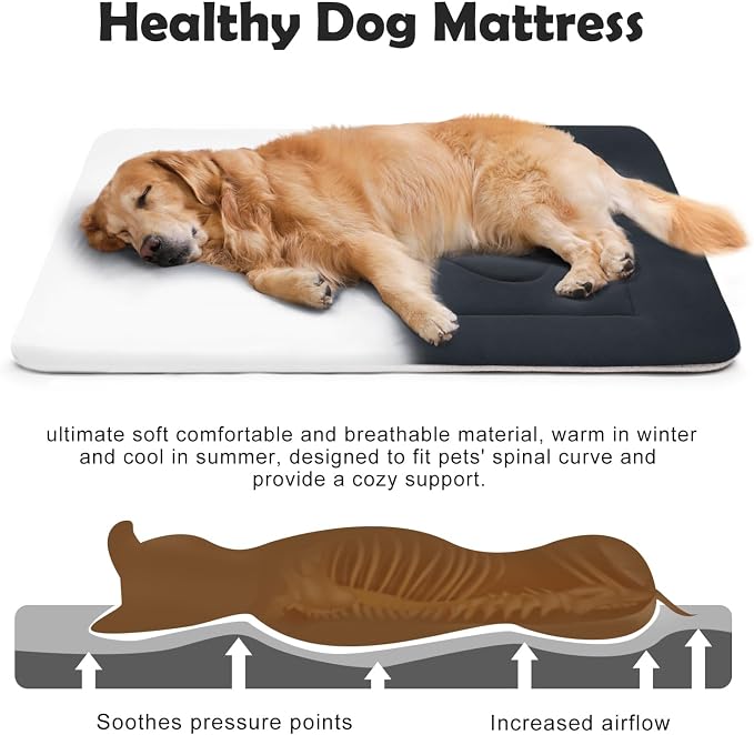 Large Dog Bed Soft Dog Crate Pad Mat, 42 in Non-Slip Bottom Washable Dog Sleeping Mattress Pet Beds Cat Bed Kennel Pad, Dark Blue Gray