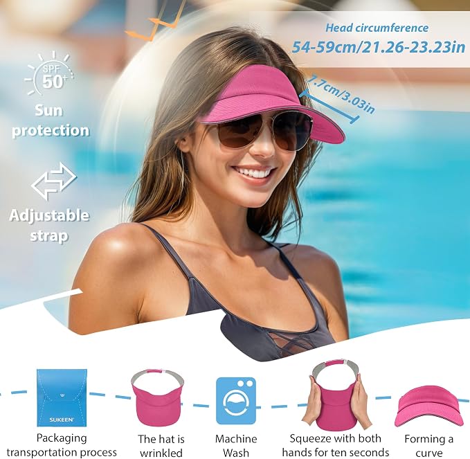 Sukeen Women's Adjustable Fit Runners Lightweight Comfort Performance Visor, Sports Sun Visor One Size Fits Most
