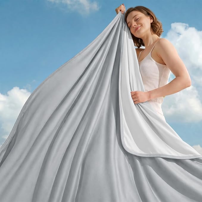 Cooling Blanket Throw - Arc-Chill Q-Max >0.5 Cool Summer Blanket for Hot Sleepers - Double Design Lightweight Blanket Absorbs Heat to Keep Cool on Warm Nights(50"x70") Dark Grey