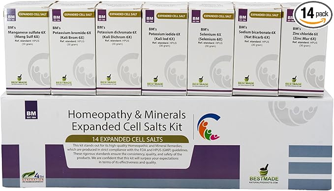 Bestmade Expanded Cell Salt Kit – 14 Advanced Cell Salts for Cellular Detox, Nourishment & Targeted Natural Care, Trusted Homeopathic Remedies, 14 Bottles, 350 Pellets Each