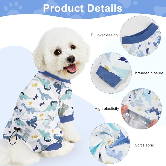 Bienbee Dog Pajamas, 4 Pack Adjustable Onesies for Small to Large Dogs XL | Dog Shedding Suit with Soft Fabric, Breathable & Stretchy, and Adjustable Back Length for Sleeping Lounging and Daily Use