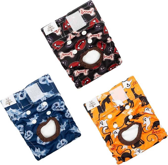 CuteBone Dog Diapers Female Washable Small Medium Large 3 Pack Reusable Doggie Diapers Puppy Period Pants for Doggy Heat Cycle Peeing