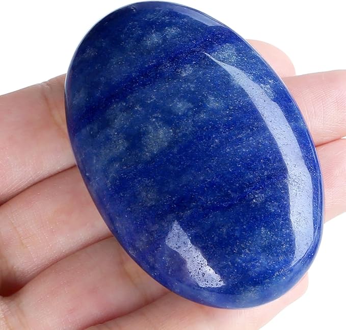 MAIBAOTA 2.4" Large Blue Aventurine Crystal Stone Polished Palm Stone Healing Crystals 0.7" Thick Natural Reiki Gemstone Worry Stone Energy Balancing Anxiety Stress Relief Meditation 1 Pc