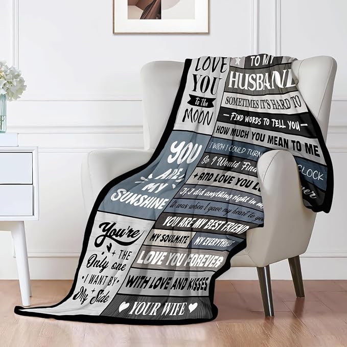 Husband Birthday Gifts from Wife - to My Husband Blanket 60"x80" | Soft and Cozy Keepsake Blanket Thoughtful Gift on Christmas Valentines Day Fathers Day Birthday