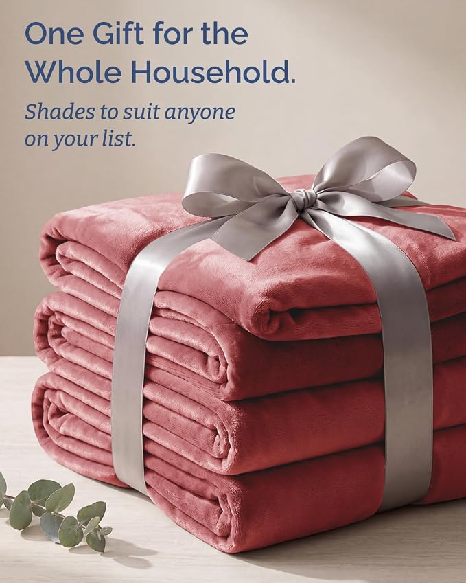 Ultra Soft Fleece Blanket Giant Blanket Size - Flannel Fleece Luxury Blanket - Lightweight for Couch Bed Chair - Thick, Warm and Breathable - All Season Cozy, Dusty Rose