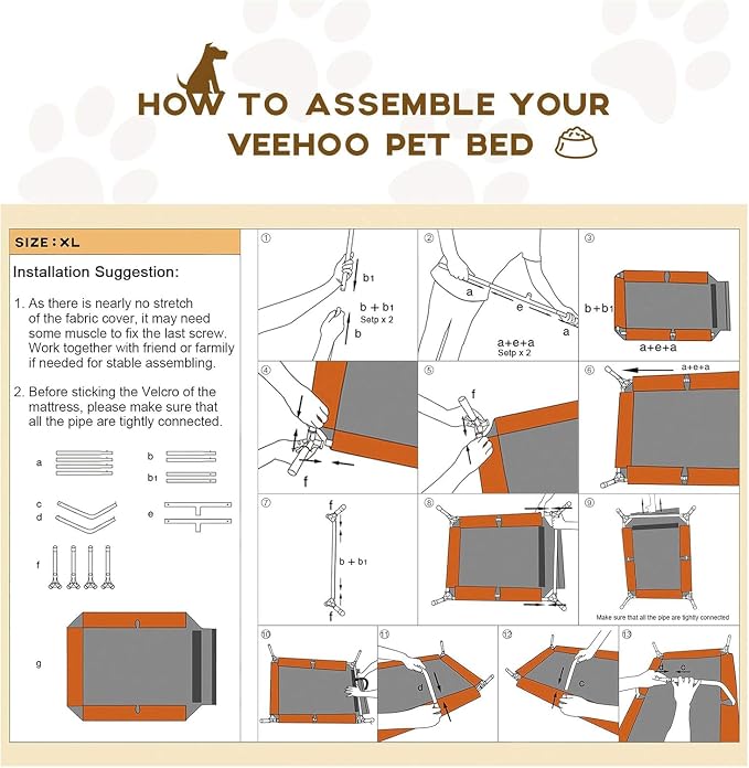 Veehoo Cooling Elevated Dog Bed, Portable Raised Pet Cot with Washable & Breathable Mesh, No-Slip Feet Durable Dog Cots Bed for Indoor & Outdoor Use, X Large, CWC1803-XL | Off-ground training platform, portable camping hammock, breathable mesh, easy to...