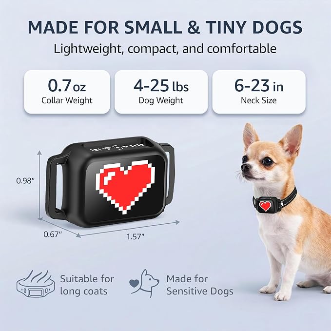 2 Pack Bark Collar for Small Dogs 5-15 lbs with Magnetic Charging – No Shock, 3 Beep & Vibration Modes, 5 Sensitivity Levels – Humane Stop Anti-Barking Device – Dog Training Bark Collar (Black/RH)