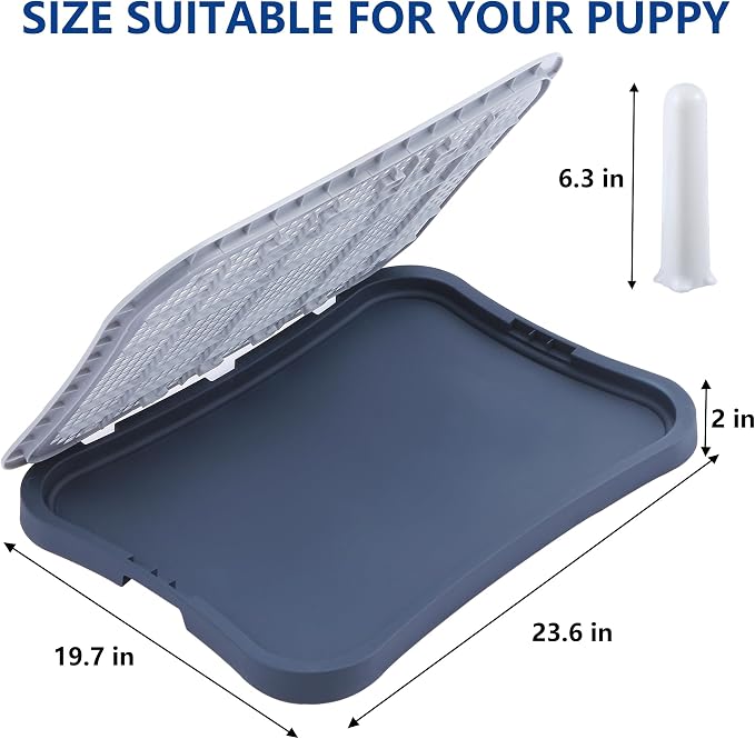 Pee Pad Holder, Indoor Potty Tray for Big and Large Size Dog with Pee Wall, Non-Skid Feet, 23.6x19.7x2 inch (Large)