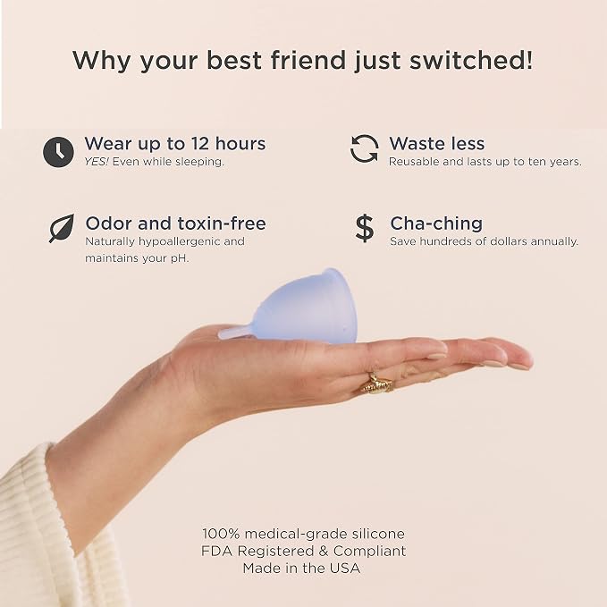 Saalt Menstrual Cup – Reusable Period Cup – Made for Comfortable, Leak-Free Protection Up to 12 Hours – BPA & Latex Free – Includes Cup & Carry Bag (Small, Ocean Blue)