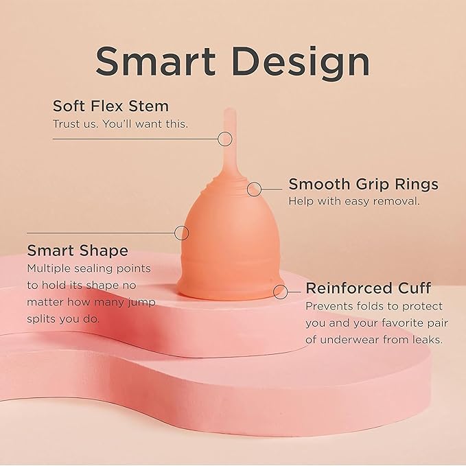 Saalt Soft Menstrual Cup – Reusable Period Cup – Made for Comfortable, Leak-Free Protection Up to 12 Hours – BPA & Latex Free – Includes Cup & Carry Bag (Small, Desert Blush)