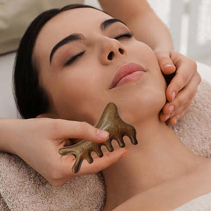 3PCS Multi-Functional Full Body Massager Tool Set for Head, Face, Nose, Eyes, Jaw, Neck, Arm, Shoulder, Leg, Feet, Wooden Scalp Massage Comb for Head, Gua Sha Brush for Women Men, Hair Growth Massage