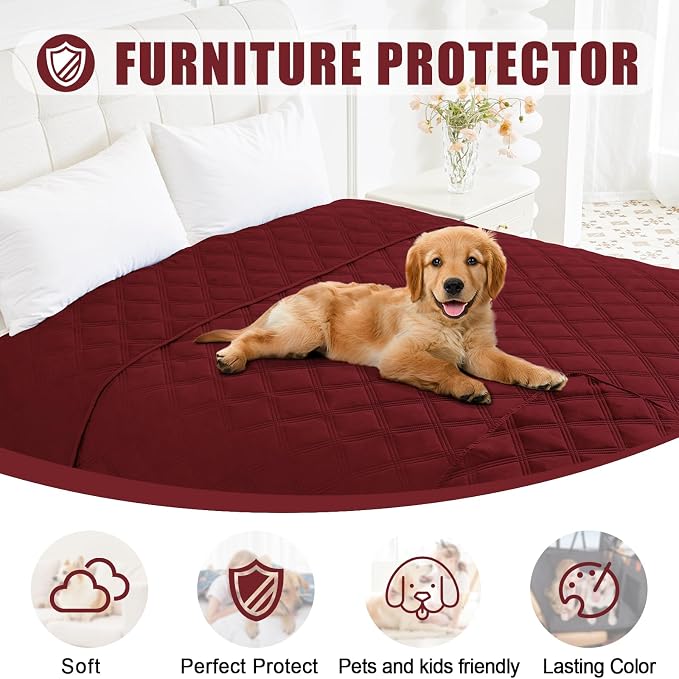 Smiry Waterproof Dog Bed Cover, Reversible Pet Blanket for Sofa Couch | Soft Washable Dog Blanket, Leakproof Couch Cover for Dogs Cats & Furniture Protection, 68x82, Wine Red/Wine Red