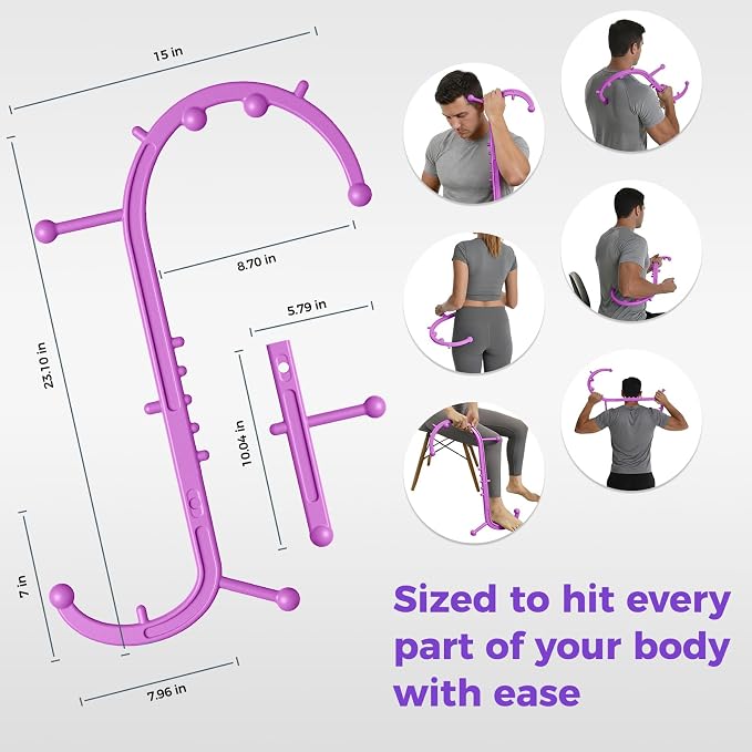 Detachable Trigger Point Massage Cane, Button-Release Design Massage Hook for Back, Neck & Shoulder Pain Relief, Pressure Point Massage Tool for Muscle Recovery (Large, Pink)