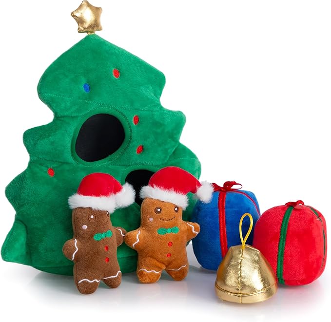 Hollypet Christmas Squeaky Hide and Seek Dog Toys for Small and Medium