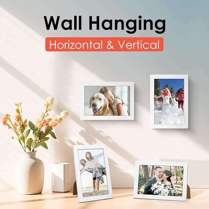 4x6 Picture Frame Set of 6, White Photo Frames Bulk with HD Plexiglass for Wall Hanging or Tabletop Display, Multi Picture Frames Collage for Wall Decor
