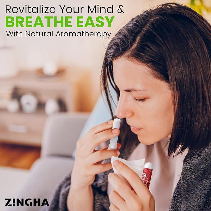 Z!NGHA Natural Aromatherapy Nasal Stick Boost Focus & Enhance Breathing | Portable Sinus Relief & Relaxation Nasal Inhaler Stick | Essential Oil Blend for Stress and Congestion (Surge)