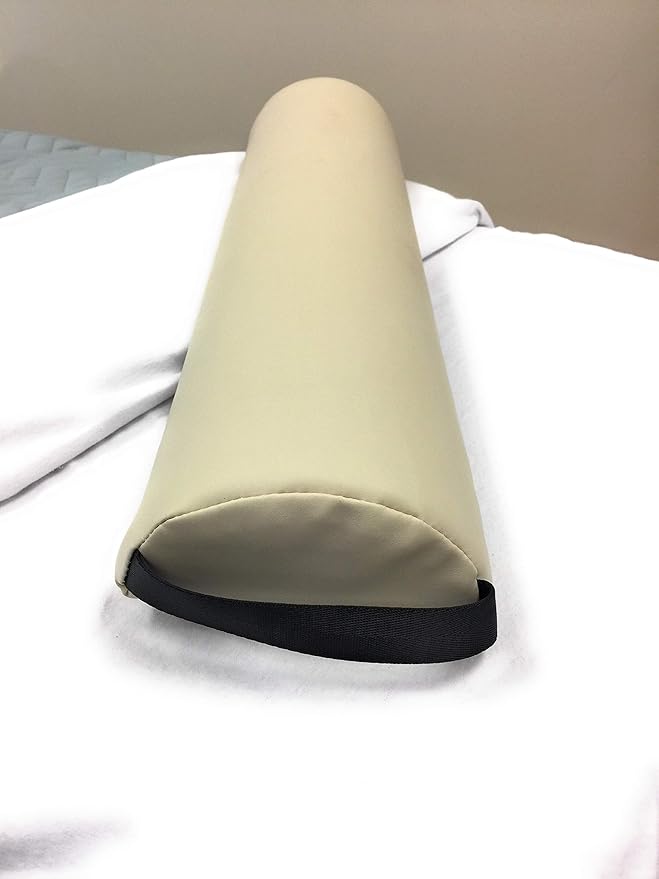 NRG Half Round Massage Bolster - Durable Massage/Spa Table Pillow Cushion - Positioning Bolster with Carrying Strap - CFC Free Foam, NaturSoft Vinyl Cover - 3 x 6 x 26 Inches - Color: Vanilla Cream