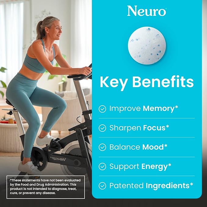 Neuro Memory & Focus Gum - Nootropic Gum with Vitamin B12, Vitamin B6, L-Theanine & Ginseng Extract - Natural Brain Support Supplement - Vegan, Caffeine & Sugar Free Chews - Peppermint, 90 ct