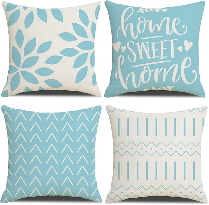 Throw Pillow Covers 18x18 Inch, Pillow Covers 18x18,Squar Pillow Covers Set of 4 Boho Modern Farmhouse Neutral Decorative Pillowcases Linen Cushion Case for Couch, Bed, Home Decor