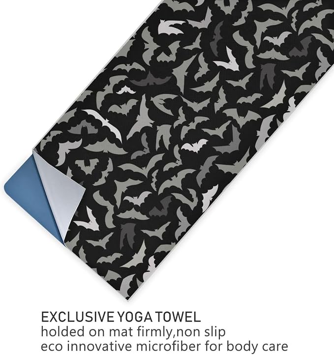 Halloween Bats Yoga Mat Towel Non Slip Soft Sweat Absorbent Hot Yoga Mat Towel, for Hot Yoga, Pilates and Workout-73 x 27 Inch
