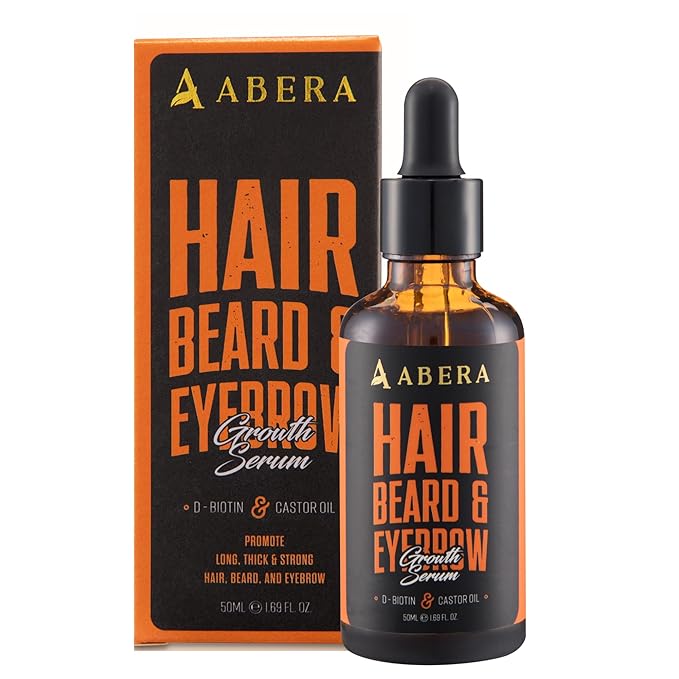 Abera Hair Growth Serum for Hair Loss, Natural Hair Regrowth Treatment for Hair & Beard with Biotin & Castor Oil | Extra Strength & Bigger Size 1.69 fl oz