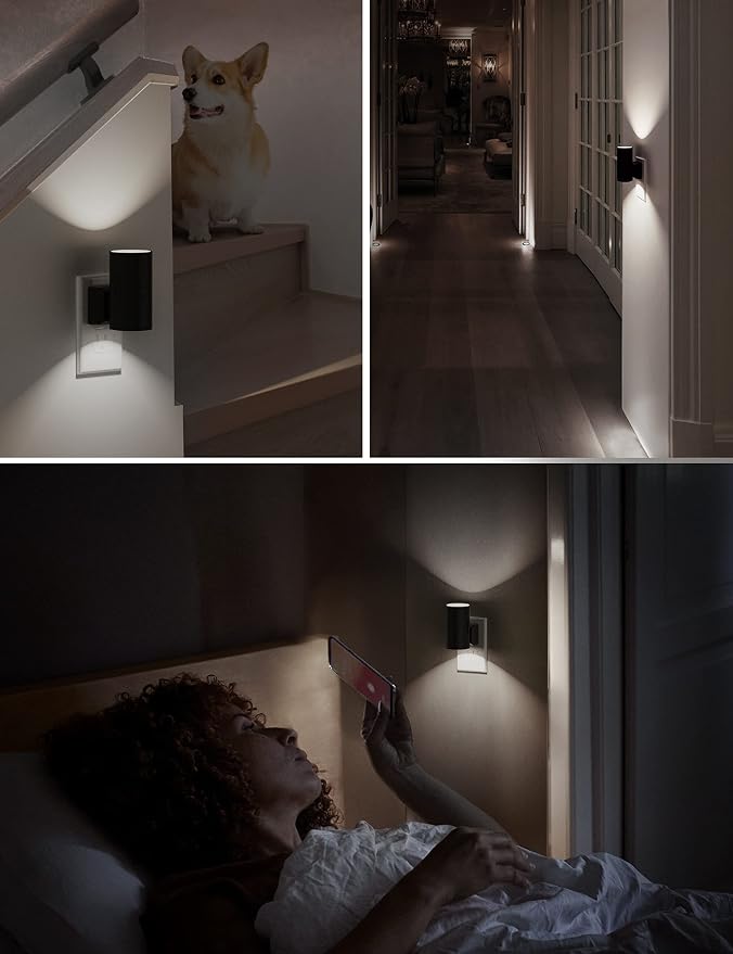 L LOHAS LED Night Light, Bright Night Light, Night Lights Plug into Wall | 5000K Daylight White, Dimmable Nightlights with Light Sensor, Decorative Nightlight for Hallway Bathroom Kitchen, 4 Pack