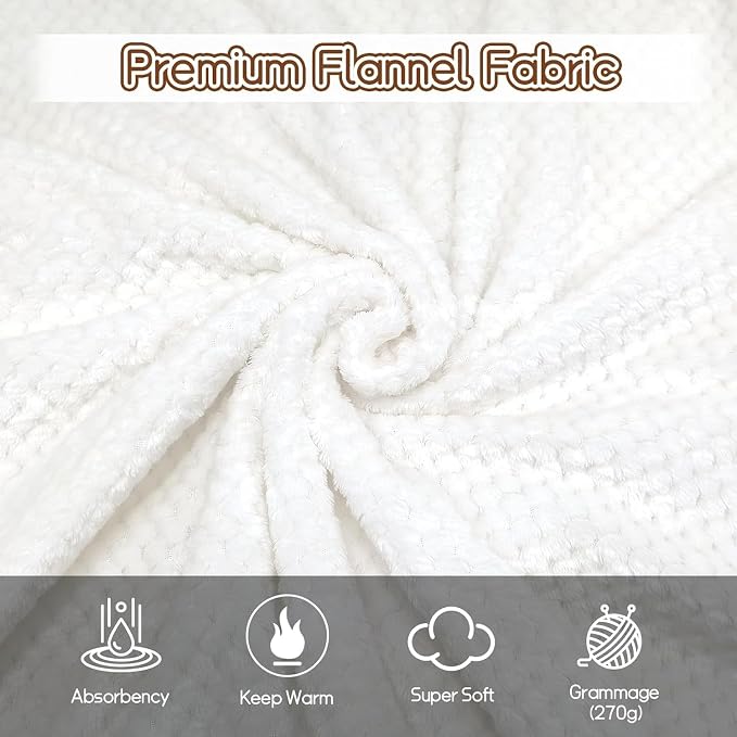 12 Pack Fleece Throw Blankets 50x60 Inches - 270 GSM Ultra Soft Plush Flannel for Bed Couch Sofa, Lightweight Warm 3D Waffle Texture, No Shedding No Pilling All Season Throw (White)