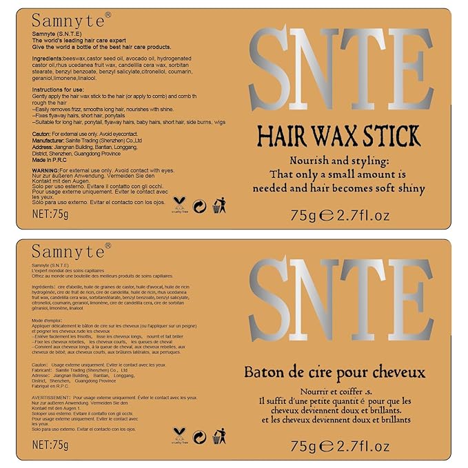 6Pcs Hair Wax Stick Set for Flyaways, Topsy Tail Hair Tools for Women, Teen Girls & Kids, Slick Back Hair Brush, Bun Accessories, Non-greasy Styling Tools Slick Stick, 2.7 Oz
