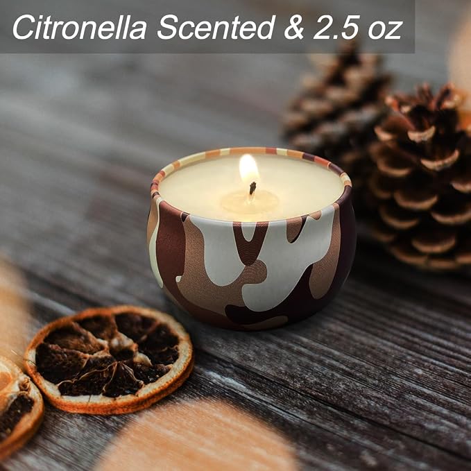 3 Pack Strong Small Citronella Candles Outdoor, 2.5oz, Green, 24 Hours, Repelling Scented Candles 100% Soy, for Patio Decor, Camping Accessories, Outside Table Decor, Baby Shower Prizes