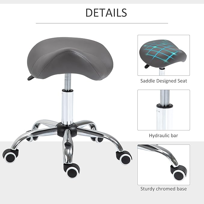 Saddle Stool Rolling Chair for Medical Massage Salon Spa Drafting,Adjustable Height Hydraulic Stool with Wheels for Tattoo Massage Nail-Tech