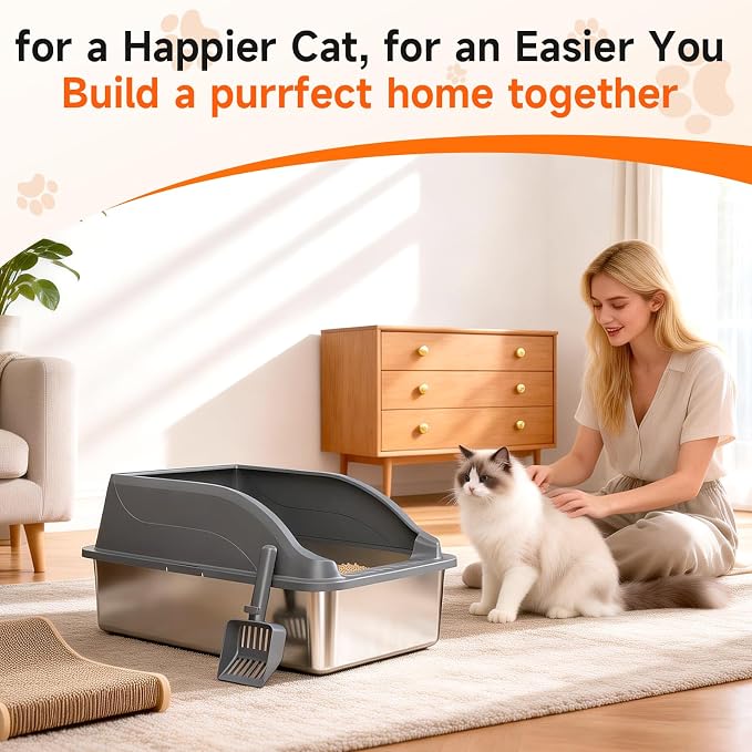 L2 Stainless Steel Litter Box (Dark Grey XL)